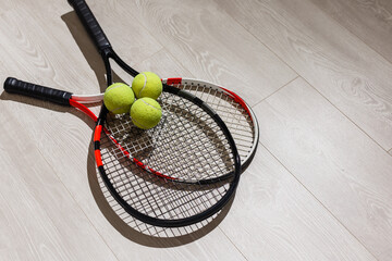 Tennis concept with the balls and racket