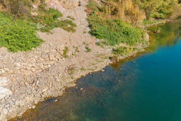 Close up river from bridge in Bana Luka city from Bosnia and Herzegovina
