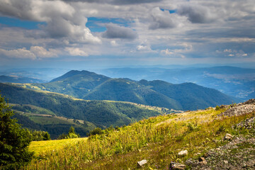 Beautiful hills, forest and meadows on Golija mountain in Serbia