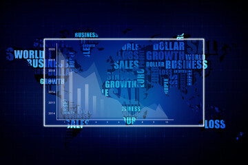 2d rendering Stock market online business concept. business Graph 