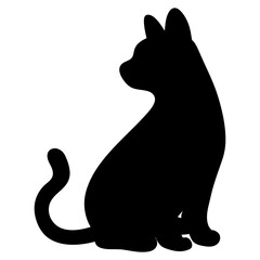 Silhouette of cat sitting looking sideways