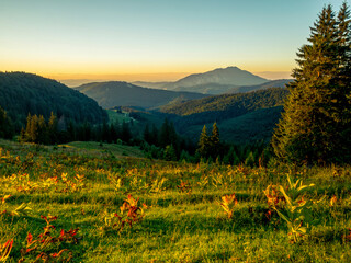 Beautiful landscape in the Bucegi Mountain part of the Carpathian Mountains of Romania.