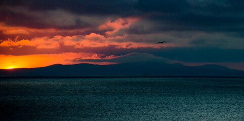 Dramatic sunset over the sea
