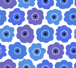 北欧風　手描きの花のシームレスパターン