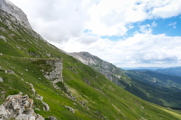 rocky wall of the corno piccolo hills of the gran sasso mountain area