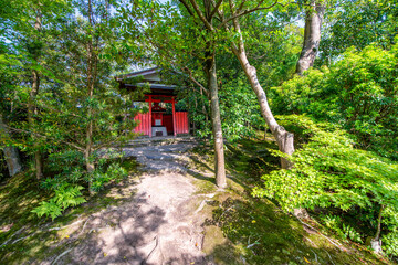 Yoshikien Garden in Nara is a major tourist attraction, japanese garden with teahouse, Japan