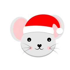 christmas animal in santa claus hat vector illustration