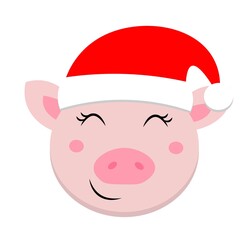 christmas animal in santa claus hat vector illustration