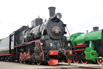 Fototapeta na wymiar Soviet steam locomotive of the first half of the 19th century series Er in the Museum of Railway Engineering