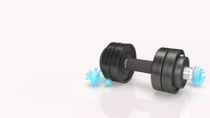 Obraz na płótnie Canvas dumbbell and virus on white background for medical content 3d rendering.