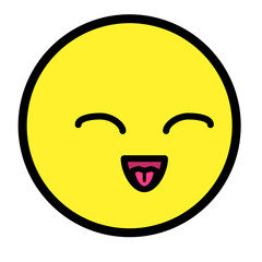 Flat kawaii emoji face. Cute funny cartoon character. Simple line art expressions web icon. Emoticon sticker. Vector graphic illustration.