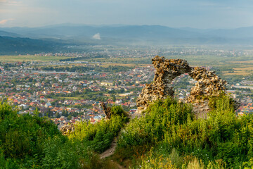Ruins of old hungarian castle in Khust city, Ukraine