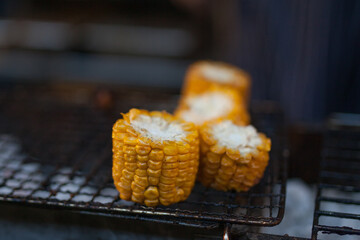 Grilled corn in Melbourne CBD street food