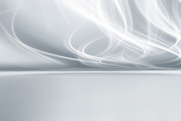 Grey and white perspective waves background. Futuristic abstract design.