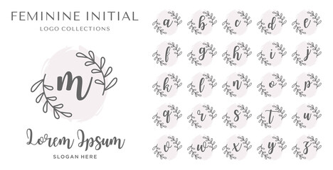 set of feminine initial logo design