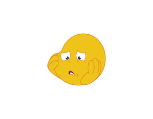 Depressed and sad emoticon with hands on face.vector illustration