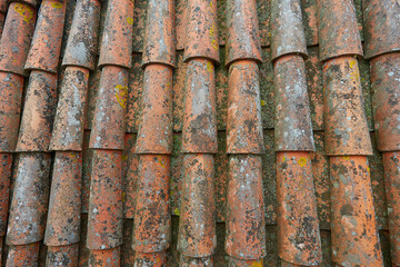 red rustic rooftop close up