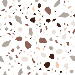 White Terrazzo Wall Vector Seamless Pattern. 