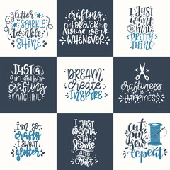 Fototapeta premium Craft motivational quote Hand drawn typography poster set. Conceptual handwritten phrase craft T shirt hand lettered card. Vector illustration