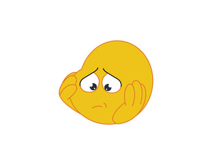 Depressed and sad emoticon with hands on face.vector illustration