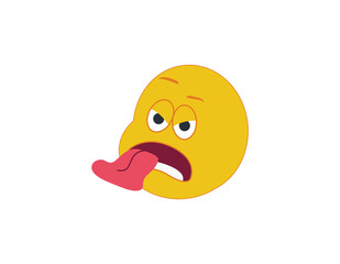 Exhausted emoji isolated on white background