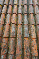 red rustic rooftop close up