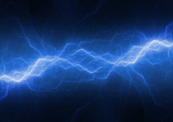 Blue abstract fractal lightning, plasma background - obrazy, fototapety, plakaty