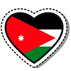 Flag Jordan heart sticker on white background. Vintage vector love badge. Template design element. National day. Travel sign.