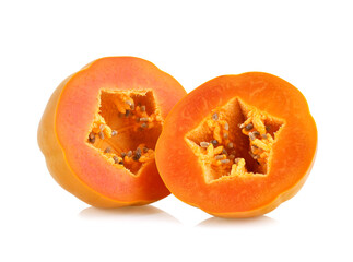 Slice ripe papaya isolated on the white background.