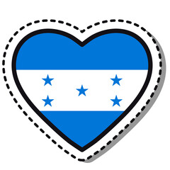 Flag Honduras heart sticker on white background. Vintage vector love badge. Template design element. National day. Travel sign.