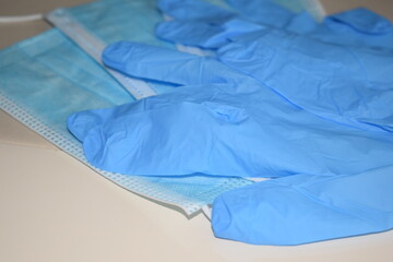 blue gloves isolated on white