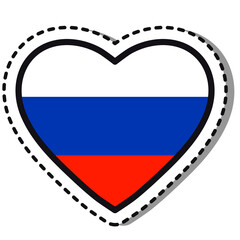 Flag Russia heart sticker on white background. Vintage vector love badge. Template design element. National day. Travel sign.