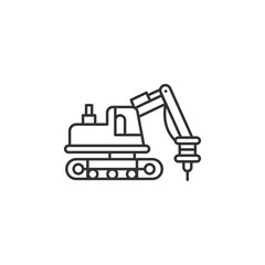 Hydraulic Hammer Excavator Modern Simple Outline Vector Icon