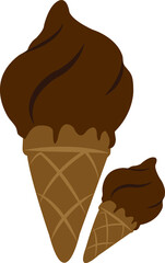Chocolate ice cream isolated on white background.