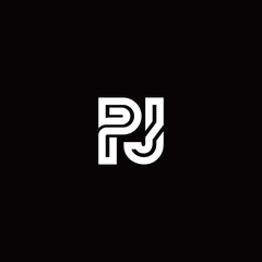PJ monogram logo with abstract line