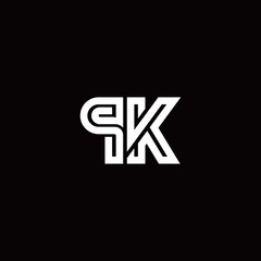 PK monogram logo with abstract line