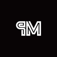 PM monogram logo with abstract line