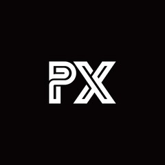 PX monogram logo with abstract line