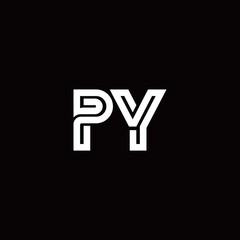 PY monogram logo with abstract line