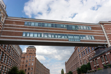 Restored bridge with windows over the river called Weisse Elster. Leipzig. Saxony