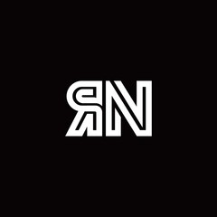 RN monogram logo with abstract line