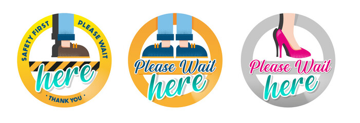WAIT HERE PLEASE - Set of 3 ICONS - SIGNS - VECTOR - JPEG - PNG - NO BACKGROUND