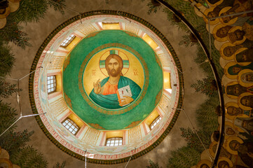 Moscow / Russia 06/11/2020 According to the Russian tradition, the new cathedral is covered with paintings from ceiling to floor, but it amazes with its lightness, airiness and abundance of light.   