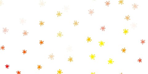 Light orange vector background with covid-19 symbols.