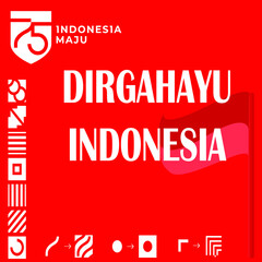 the red background of the 75th Indonesian Independence Day template with a logo