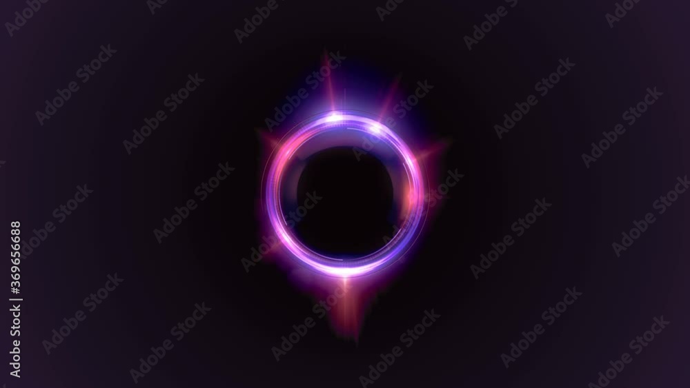 Poster rotating glowing ring abstract background loop animation. 3d render 4k uhd