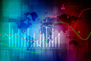 2d rendering Stock market online business concept. business Graph 