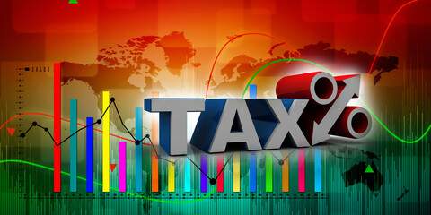 
3d illustration Tax Concept with percentage symbol
