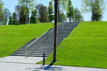 Cool stairs in green park in Krasnodar