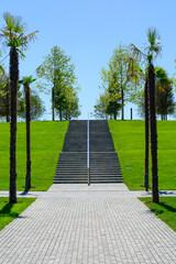 Cool stairs in green park in Krasnodar
